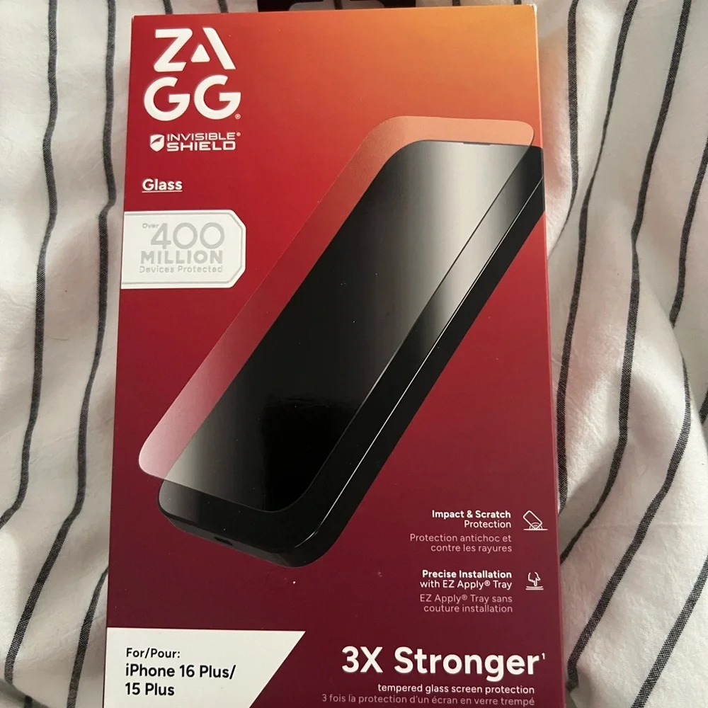 ZAGG InvisibleShield Glass Screen Protector for iPhone 16 Plus/15 Plus - Black
